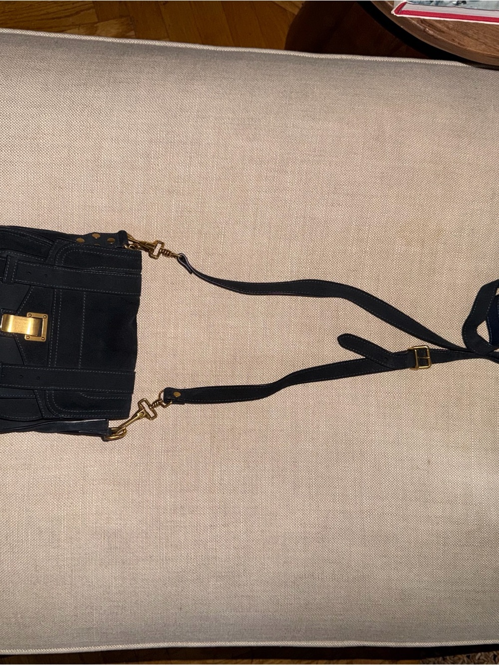 Proenza Schouler PS1 Black Suede Crossbody Satchel with Gold Hardware - Picture 4 of 9